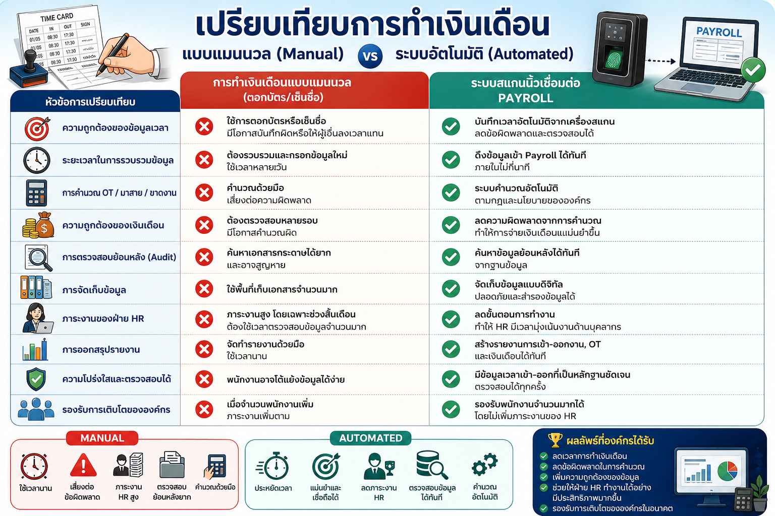 โปรแกรมคิดเงินเดือน (Payroll) เชื่อมต่อกับเครื่องสแกนนิ้วได้อย่างไร? ช่วยลดงาน HR ได้จริงหรือ?